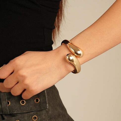 Chunky Gold Bangle Bracelets for Women Irregular Cuff Bracelets Wrist Wrap Bangle Bracelet Jewelry in Kuwait