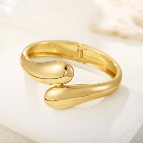 Chunky Gold Bangle Bracelets for Women Irregular Cuff Bracelets Wrist Wrap Bangle Bracelet Jewelry in Kuwait