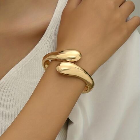 Chunky Gold Bangle Bracelets for Women Irregular Cuff Bracelets Wrist Wrap Bangle Bracelet Jewelry in Kuwait