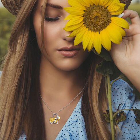 APOTIE You Are My Sunshine Necklace Sterling Silver Infinity Cross Heart Sunflower Pendant Flower Inspirational Jewelry Gift for Women in Kuwait
