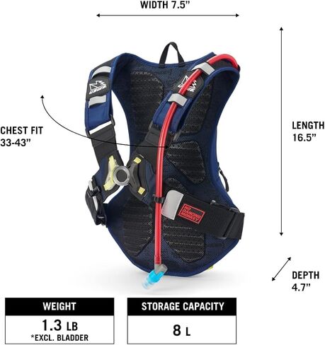 USWE Moto Hydro 4L Hydration Pack with 2.0L/ 70oz Water Bladder, a High End, Bounce Free Backpack for Enduro and Off-Road Motorcycle, Black Grey in Kuwait