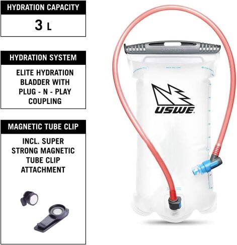 USWE Moto Hydro 4L Hydration Pack with 2.0L/ 70oz Water Bladder, a High End, Bounce Free Backpack for Enduro and Off-Road Motorcycle, Black Grey in Kuwait