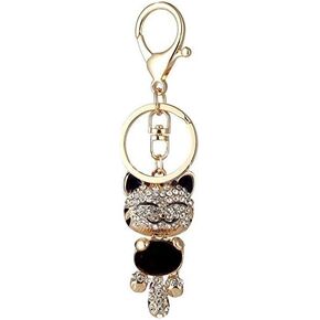 Cute Kitten Cat Bling Crystals Rhinestone Key Chain Keyring Holder Handbag Charm For Pet Lover (Pink)…