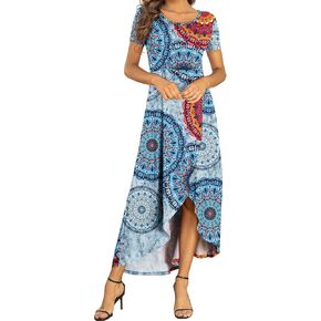 AYIFU Womens Summer Short Sleeve Dresses High Low Maxi Casual Flowy Trendy Dress