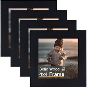 إطارات صور KINLINK مقاس 12 × 12، إطارات خشبية طبيعية مربعة مع زجاج شبكي أكريليك للصور مقاس 8 × 8 مع حصيرة، شاشة تثبيت على الحائط، مجموعة من 4