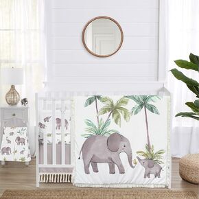 Sweet Jojo Designs Jungle Safari Animals Boy Girl Gender Neutral Baby Crib Bedding Set Infant Nursery Room BreathableBaby Breathable Mesh Crib Liner Blanket Fitted Sheet Skirt 6p Elephant Serengeti