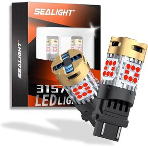 مصابيح SEALIGHT CANBUS 3157 Switchback LED 3057 3457 T25 مزدوجة اللون كهرمان/أبيض مضادة للفلاش المدمج المقاوم للخطأ، أضواء إشارة الانعطاف خالية من الأخطاء DRL، حزمة من 2