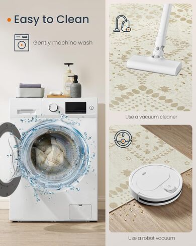 سجادة منطقة، سجادة مقاس 2 × 3 أقدام لغرفة النوم، سجادة مضادة للانزلاق، ديكور منزلي، لغرفة المعيشة، يمكن غسلها في الغسالة، طراز بوهو، بيج كابتشينو UTAR024K01V1 in Kuwait