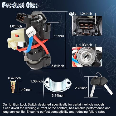 غطاء مفتاح قفل الإشعال 81910-A4110 لـ 2015-2021 Kia Sedona، 2015-2019 Hyundai Sonata غطاء قفل الإشعال، يستبدل 81910A4110 81910 A4110 81910-A4210 مجموعة مفتاح مبيت الإشعال in Kuwait