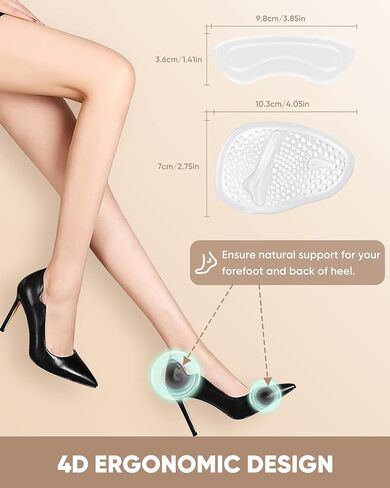 ONUEMP 6 Pairs Heel Grip Insert and Metatarsal Pads, Soft Silicone Heel Foot Pad Shoes Too Big Inserts Women Men, One Size Fits Ball of Foot Pain, Blister Prevention, High Heel Protector, Loose Shoes in Kuwait