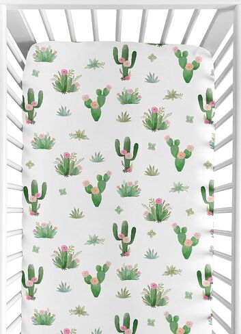 Sweet Jojo Designs Floral Girl Jersey Stretch Knit Baby Fitted Crib Sheet for Soft Toddler Bed Nursery - Navy Blue and Blush Pink Boho Shabby Chic Rose Watercolor Flower in Saudi Arabia