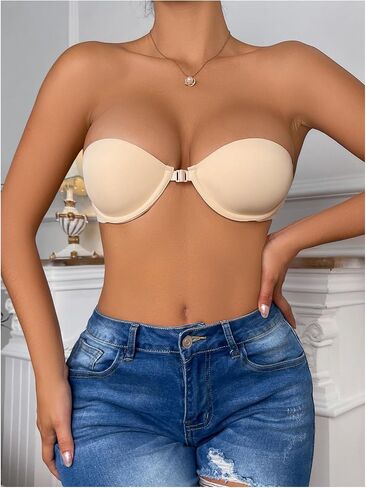 Women's Front Closure Strapless Underwire Bras Push Up Bandeau Bra Tube Tops in Kuwait