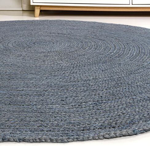 JONATHAN Y RNF116B-5R Zara Braided Coastal Cottage Round Jute Area Rug, Casual, Classic, Solid, Minimalist, Traditional for Living Room, Dining Room, Bedroom, Kitchen, Navy, 5' Round in Kuwait