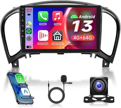 2G+64G لسيارة Nissan Juke 2011-2016 Android Car Stereo Radio Carplay، Rimoody 9 بوصة تعمل باللمس نظام تحديد المواقع العالمي للملاحة Miorror Link Bluetooth FM HiFi WiFi Android Auto AHD كاميرا احتياطية in Kuwait