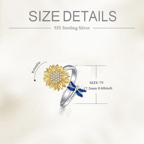 SHEAISRS 925 Sterling Silver Sunflower Ring Sunflower Couple Ring, Anniversary Ring Gift in Kuwait