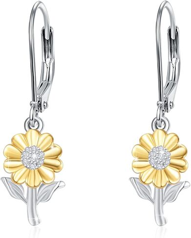 Sunflower Bee Hoop Earrings 925 Sterling Silver Believe You Are My Sunshine Hoop Earring Hypoallergenic with Teardrop Pearl Sunflower Jewelry for Women in Saudi Arabia