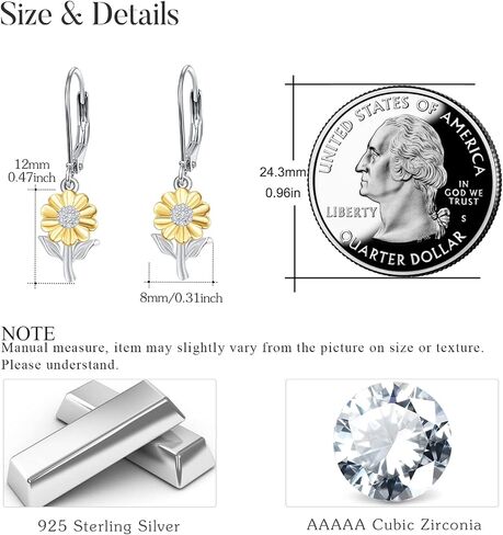 Sunflower Bee Hoop Earrings 925 Sterling Silver Believe You Are My Sunshine Hoop Earring Hypoallergenic with Teardrop Pearl Sunflower Jewelry for Women in Saudi Arabia