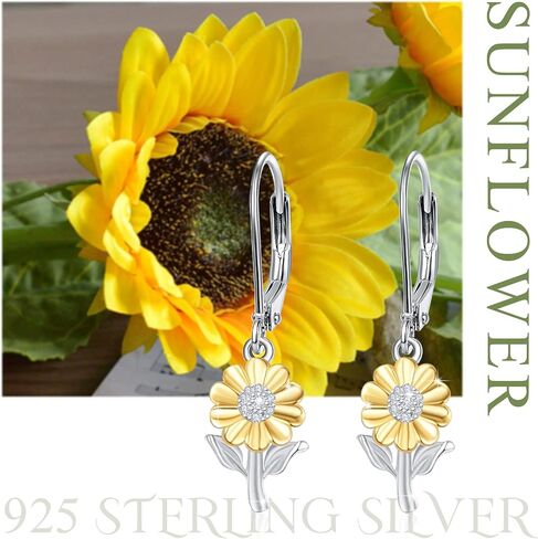 Sunflower Bee Hoop Earrings 925 Sterling Silver Believe You Are My Sunshine Hoop Earring Hypoallergenic with Teardrop Pearl Sunflower Jewelry for Women in Saudi Arabia