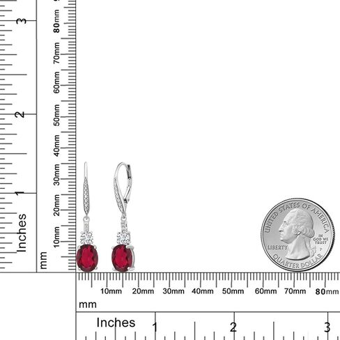 Gem Stone King 925 Sterling Silver White Opal and White Lab Grown Diamond Dangle Earrings for Women (2.57 Cttw, Oval Cabochon 9X7MM) in Saudi Arabia