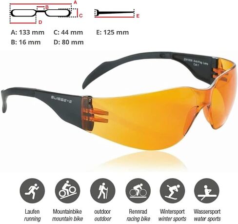 نظارات SWISSEYE Outbreak الرياضية (حماية 100% من الأشعة فوق البنفسجية الطويلة والمتوسطة والأشعة فوق البنفسجية، مقاومة للكسر، خفيفة الوزن، حقيبة من الألياف الدقيقة) in Kuwait
