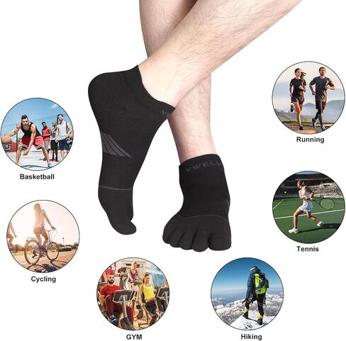 VWELL Toe Socks for Men/Women, COOLMAX Five Finger Socks, Compression Athletic Running Socks Ankle Toe Socks (3Pairs) in Saudi Arabia