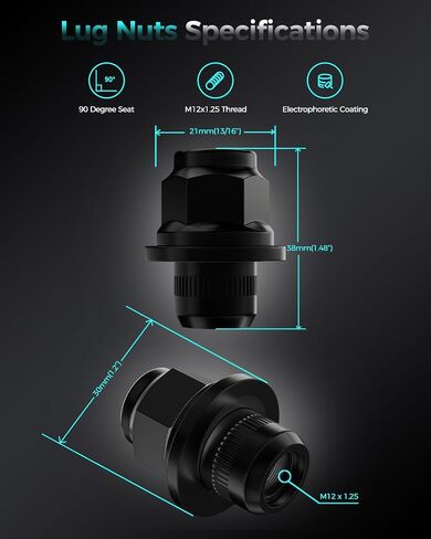 ZOFFI 20 قطعة M12x1.25 Hex 13/16 بوصة صواميل العروة كروم OEM استبدال نمط المصنع لإنفينيتي QX60 G37 Q50 G35 نيسان ماكسيما ألتيما 350Z 370Z سينترا سوبارو فورستر عجلات المصنع in Kuwait