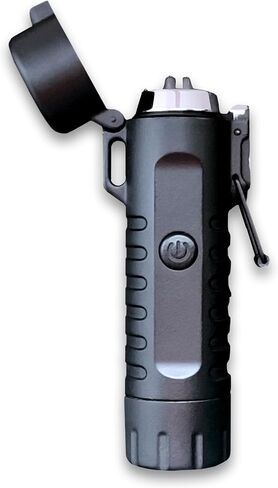 Dark Energy Plasma Lighter with Mini Flashlight | Rechargeable Dual-Arc Plasma Beam, 120 Lumen Flashlight and Strobe | Rugged, Tactical Design for Camping, Hiking, Outdoor, Home and Emergency in Kuwait