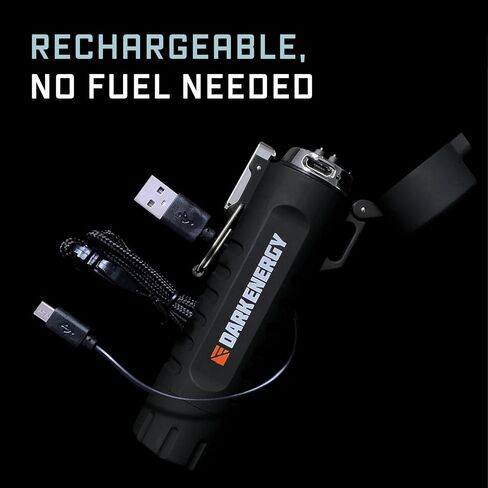 Dark Energy Plasma Lighter with Mini Flashlight | Rechargeable Dual-Arc Plasma Beam, 120 Lumen Flashlight and Strobe | Rugged, Tactical Design for Camping, Hiking, Outdoor, Home and Emergency in Kuwait