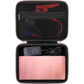 Hard Carrying Case for Halo Bolt 58830/44400/ 57720 mWh Portable Phone Laptop Charger Car Jump Starter, Power Bank Storage Holder with Zipper Mesh Pocket for AC Outlet, Car Charger, Black