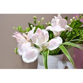 Bunch of 10 PU Real Touch Lifelike Artificial Plumeria Frangipani Flower Bouquets Wedding Home Party Decoration (Plumeria-10 pcs, Pink&Orange) in Kuwait