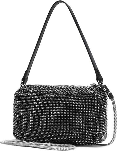 حقيبة كروس لامعة بلينغ فضية حجر الراين محفظة مسائية حقيبة يد لحفلات الزفاف والحفلات الراقصة براثن متألقة للنساء والفتيات (وردي) in Kuwait