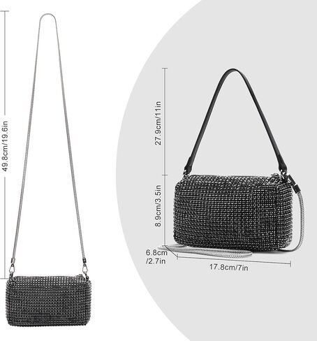 حقيبة كروس لامعة بلينغ فضية حجر الراين محفظة مسائية حقيبة يد لحفلات الزفاف والحفلات الراقصة براثن متألقة للنساء والفتيات (وردي) in Kuwait