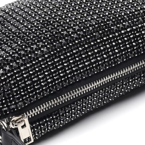 حقيبة كروس لامعة بلينغ فضية حجر الراين محفظة مسائية حقيبة يد لحفلات الزفاف والحفلات الراقصة براثن متألقة للنساء والفتيات (وردي) in Kuwait