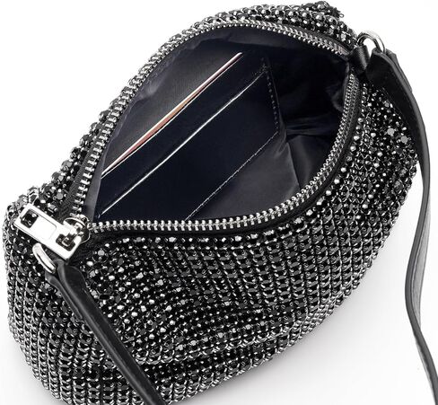 حقيبة كروس لامعة بلينغ فضية حجر الراين محفظة مسائية حقيبة يد لحفلات الزفاف والحفلات الراقصة براثن متألقة للنساء والفتيات (وردي) in Kuwait