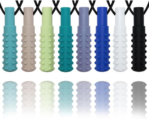 Sensory Chew Necklaces for Boys and Girls, 8 Pack Chew Necklace for Sensory Kids with Autism, ADHD, SPD, Biting, Silicone Chew Necklace Sensory Oral Chew Toys for Adults Reduce Chewing Anxiety Fidget in Saudi Arabia
