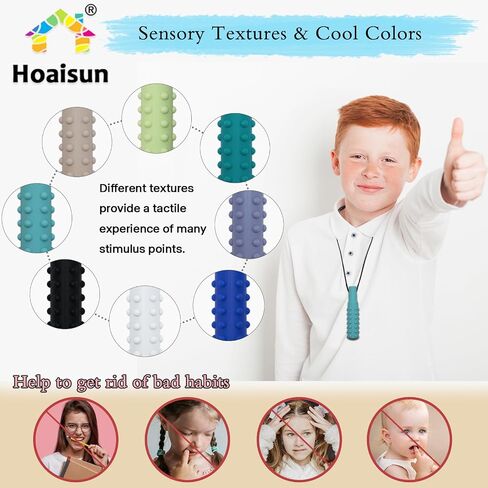 Sensory Chew Necklaces for Boys and Girls, 8 Pack Chew Necklace for Sensory Kids with Autism, ADHD, SPD, Biting, Silicone Chew Necklace Sensory Oral Chew Toys for Adults Reduce Chewing Anxiety Fidget in Saudi Arabia