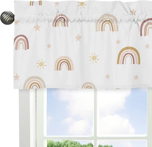 Sweet Jojo Designs Boho Arrow Window Treatment Valance - Ivory Burnt Orange Rust Off White Farmhouse Southwest Shabby Chic Designer Tribal Chevron Gender Neutral for Bohemian Diamond Tuft Collection in Kuwait