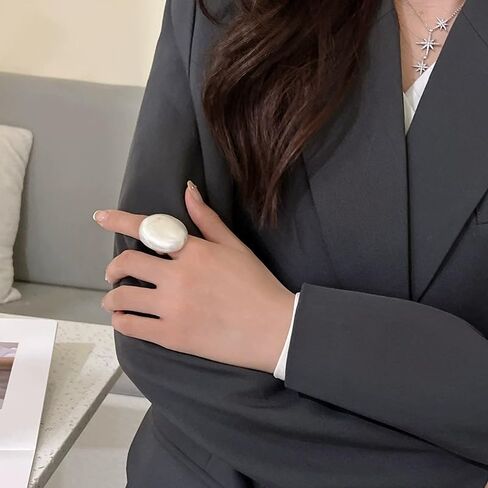 Chunky Gold Ring Metal Geometric Rings for Women Exaggerated With Adjustable Elastic Rope Ring in Kuwait