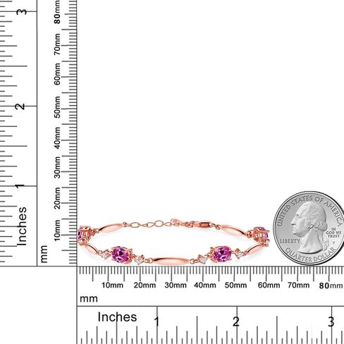 Gem Stone King 18K Rose Gold Plated Silver Purple Amethyst and White Zirconia Tennis Bracelet For Women | 3.24 Cttw | Gemstone February Birthstone | Oval Checkerboard 7X5MM | 6 Inch + 1 Inch Extender in Saudi Arabia