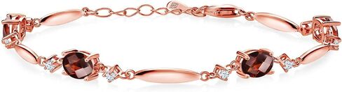 Gem Stone King 18K Rose Gold Plated Silver Purple Amethyst and White Zirconia Tennis Bracelet For Women | 3.24 Cttw | Gemstone February Birthstone | Oval Checkerboard 7X5MM | 6 Inch + 1 Inch Extender in Saudi Arabia
