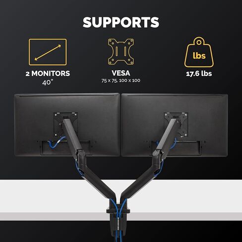 حامل شاشة كمبيوتر قابل للتعديل من سلسلة Fellowes 8056501 Platinum لشاشتين مع أذرع شاشة مزدوجة، سعة شاشة 32 بوصة in Kuwait