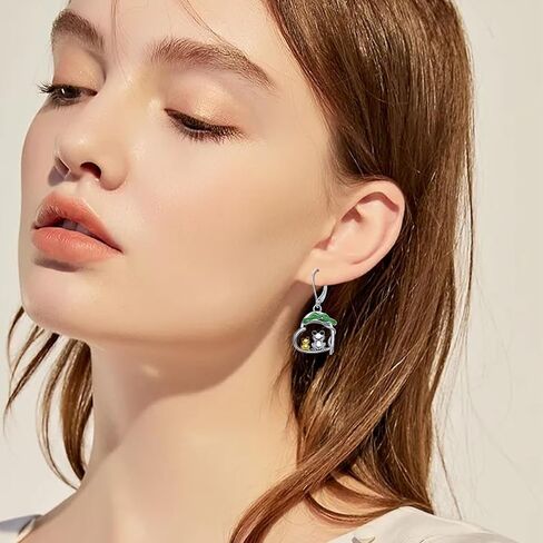 Black Cat Earrings for Women Sterling Silver Black Cat Earrings Cat Gifts for Cat Lover Cat Earrings Cat Dangle Earrings Halloween Cat Jewelry Gifts in Kuwait