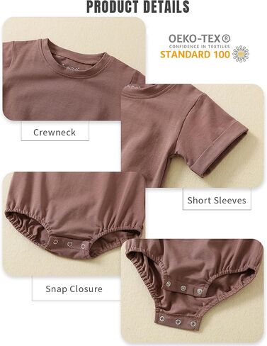 Jimonda Baby Bubble Rompers Boy Girl Cotton Shirt Clothes | Soft,breathable,skin-friendly fabric,Solid Color Outfits,Short Sleeve Button Bodysuit,2pcs set,Summer cool,Durable in Saudi Arabia