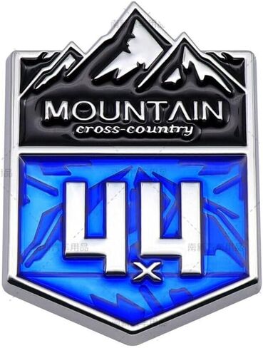 1Pc 4x4 Mountain Cross Country Emblem 3D Metal Car Sticker Off Road Racing Decal Badge for Off-Road Vehicle (Silver Red) in Kuwait