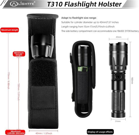 Flashlight Holster Tactical Flashlight Holster Flashlight Holder Molle, Adjustable Telescopic Flashlight Holster in Saudi Arabia