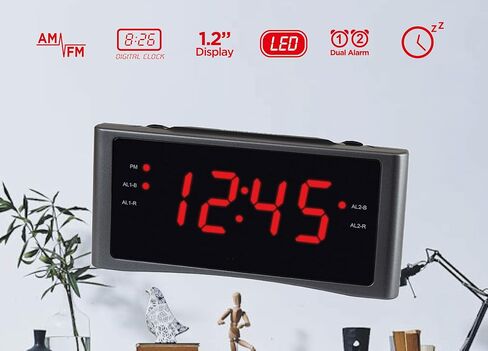 اتش اي ان ان ال او ام اي اكس راديو ساعة منبه HX-151CR، راديو PLL AM/FM، منبه مزدوج، شاشة LED خضراء 1.2 انش، تشغيل تيار متردد فقط. (اسود) in Saudi Arabia