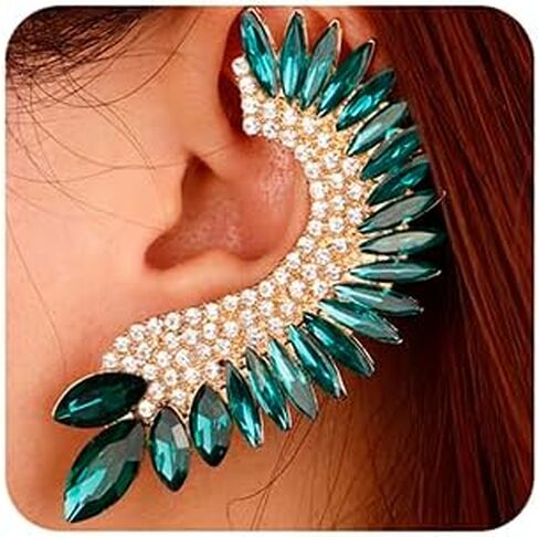 Xerling Personalized Statement Full Rhinestone Earrings Crystal Climber Crawler Boho Earrings for Women Bling Bridal Earrings for Wedding Prom in Kuwait