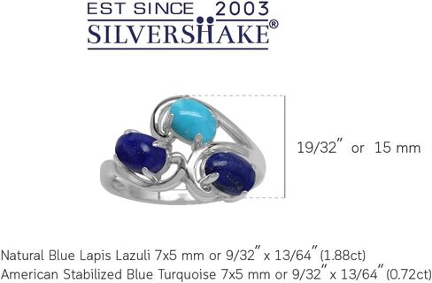 Silvershake Genuine Cabochon Stones 925 Sterling Silver 3-Stone Cluster Right Hand Ring Jewelry for Women in Saudi Arabia