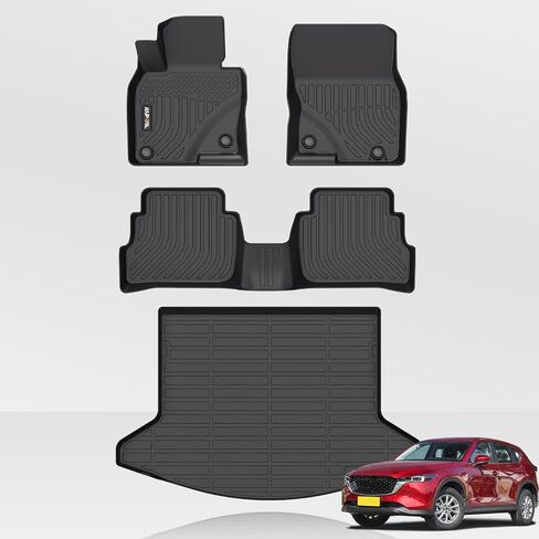 AIPOIL®TPE Floor Mats & Cargo Liner Custom for 2019-2025 Mazda 3 (Only Fit Hatchback) All Weather Protection丨Full Set Automobile mats Accessories, Black. in Kuwait