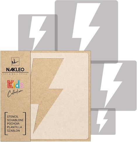 NAKLEO 5 pcs Reusable Plastic Stencils - Cloud Cloudlet Nimbus 2-13.4" to 3.5" - Pattern Children Kids Painting Template Room Decor - Craft DIY Wall Furniture in Kuwait